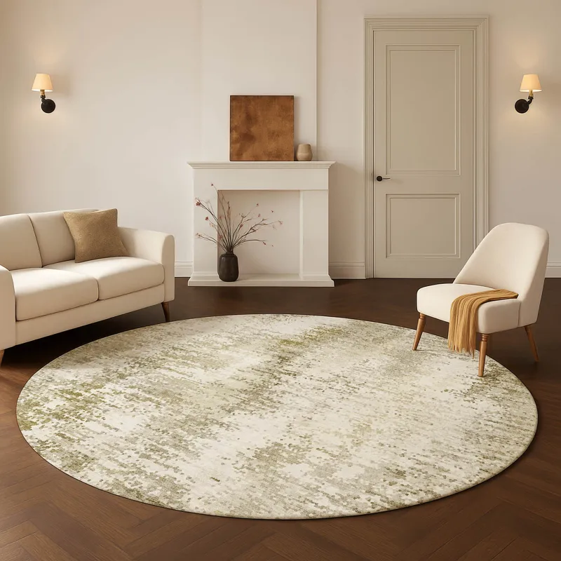 Luxury Washable Lumara Khaki 8\' x 8\' Round Rug