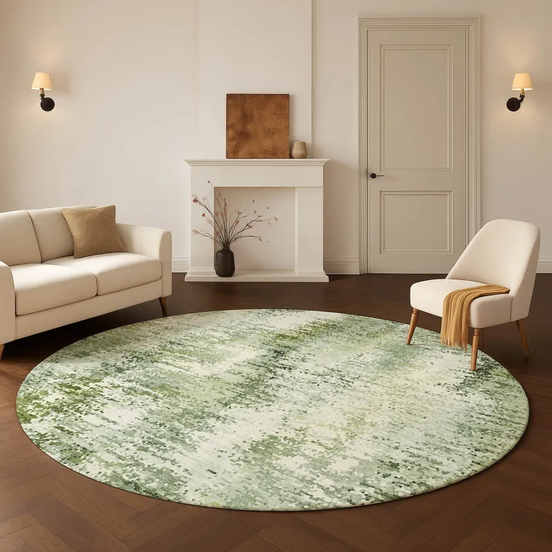 Luxury Washable Lumara Olive 8\' x 8\' Round Rug