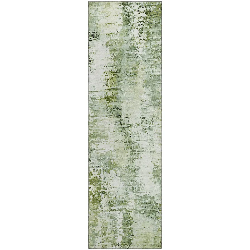 Luxury Washable Lumara Olive 2\'3\" x 7\'6\" Runner Rug
