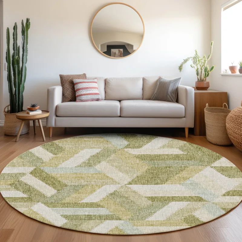 Luxury Washable Lorenzo Aloe 8\' x 8\' Round Rug