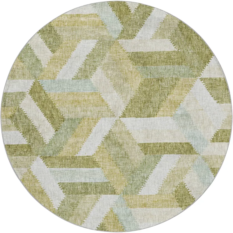 Luxury Washable Lorenzo Aloe 8\' x 8\' Round Rug