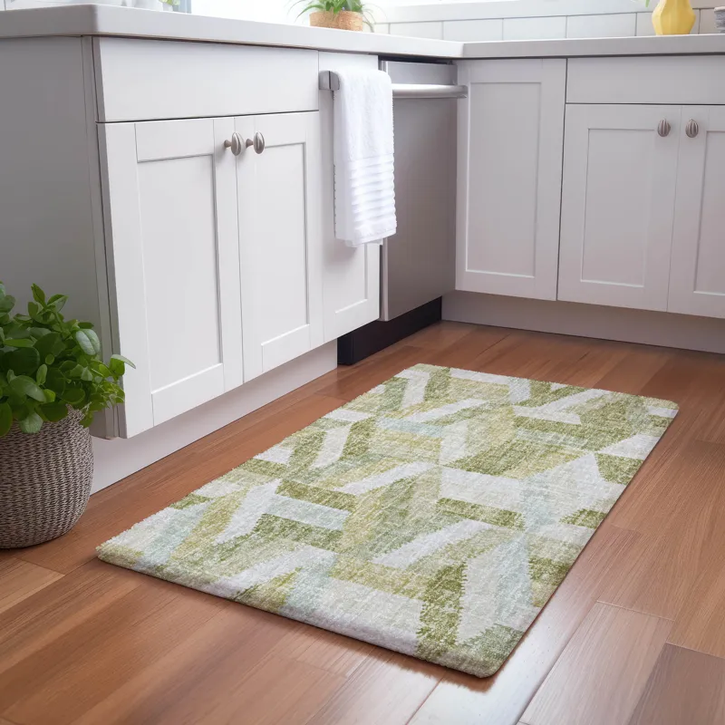 Luxury Washable Lorenzo Aloe 1\'8\" x 2\'6\" Rug