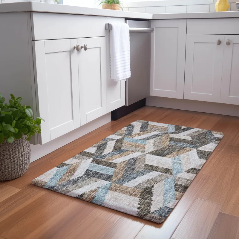 Luxury Washable Lorenzo Brown 1\'8\" x 2\'6\" Rug