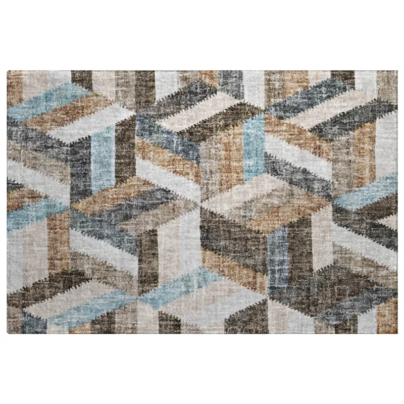 Luxury Washable Lorenzo Brown 1\'8\" x 2\'6\" Rug