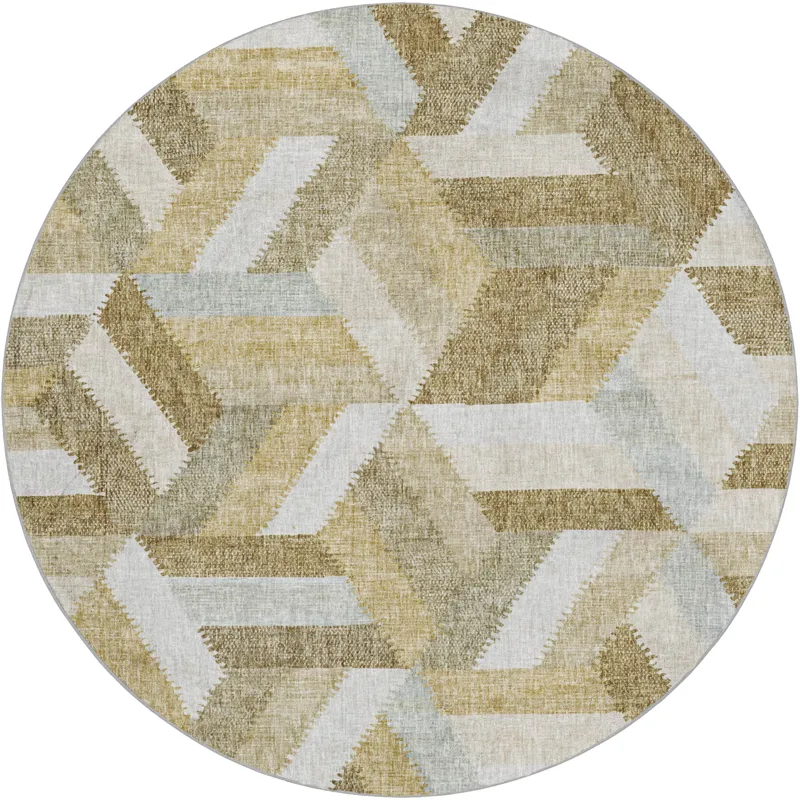 Luxury Washable Lorenzo Tan 8\' x 8\' Round Rug