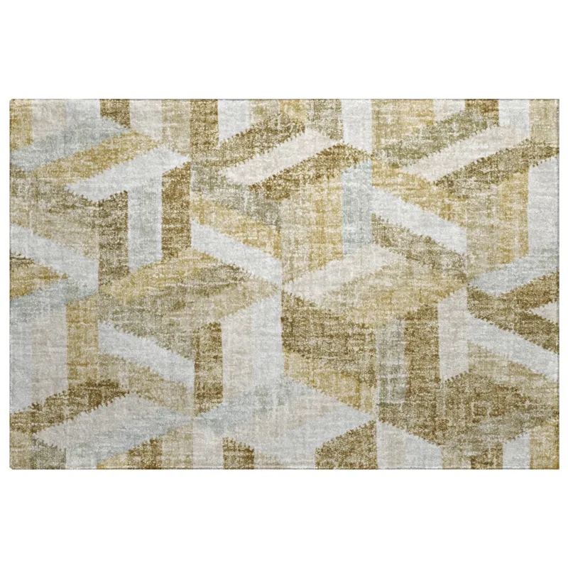 Luxury Washable Lorenzo Tan 1\'8\" x 2\'6\" Rug