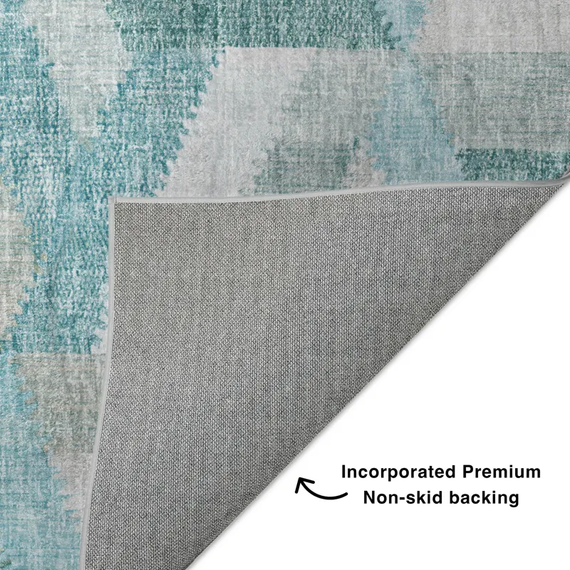 Luxury Washable Lorenzo Teal 9\' x 12\' Rug
