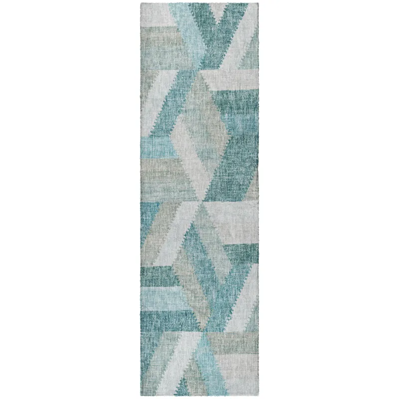 Luxury Washable Lorenzo Teal 2\'3\" x 7\'6\" Runner Rug