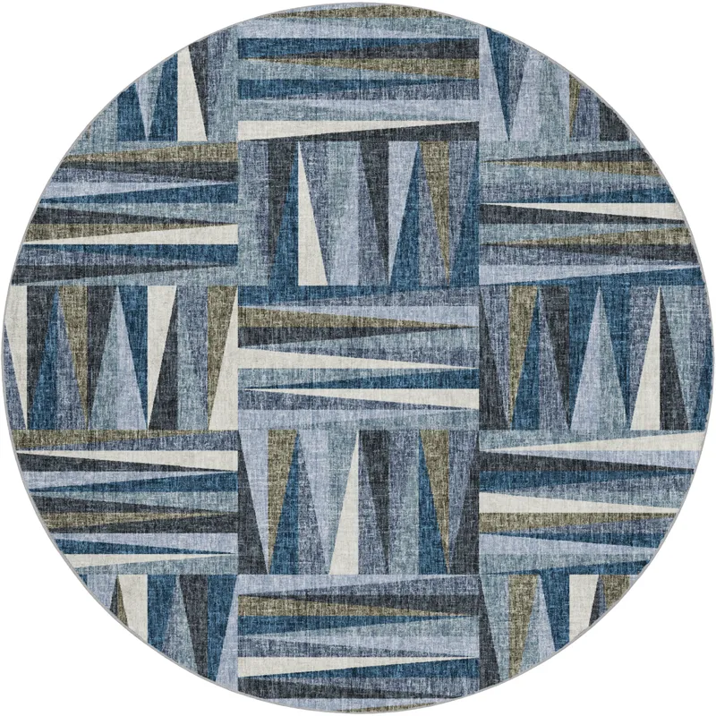 Luxury Washable Lorenzo Denim 8\' x 8\' Round Rug