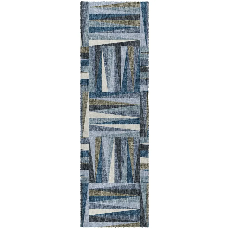 Luxury Washable Lorenzo Denim 2\'3\" x 7\'6\" Runner Rug
