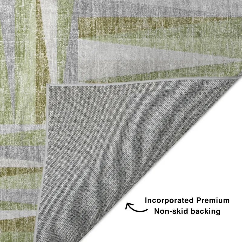 Luxury Washable Lorenzo Green 1\'8\" x 2\'6\" Rug