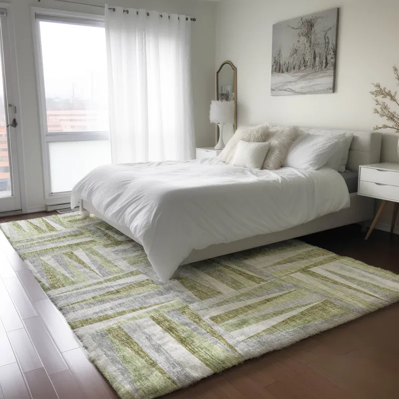 Luxury Washable Lorenzo Green 2\'6\" x 3\'10\" Rug