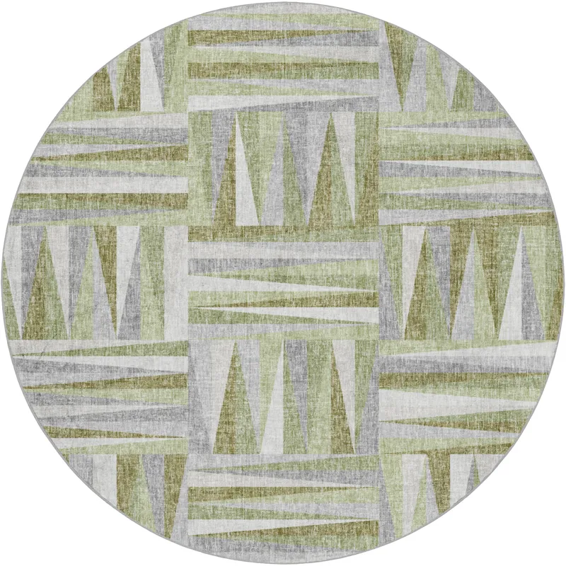 Luxury Washable Lorenzo Green 8\' x 8\' Round Rug