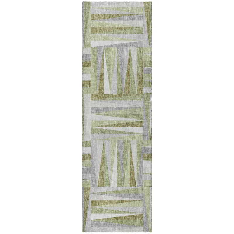 Luxury Washable Lorenzo Green 2\'3\" x 7\'6\" Runner Rug