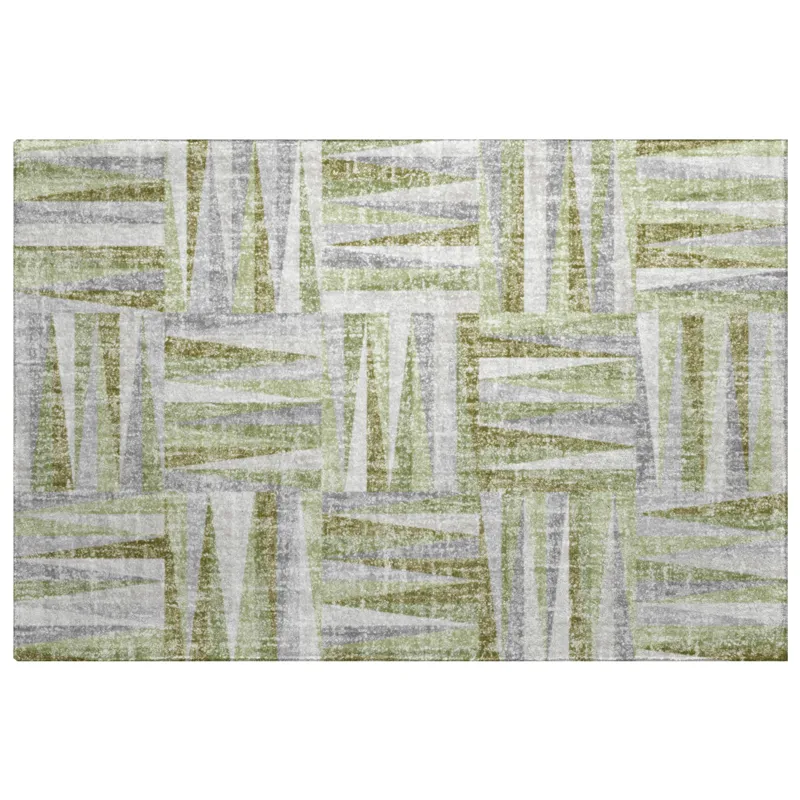 Luxury Washable Lorenzo Green 1\'8\" x 2\'6\" Rug