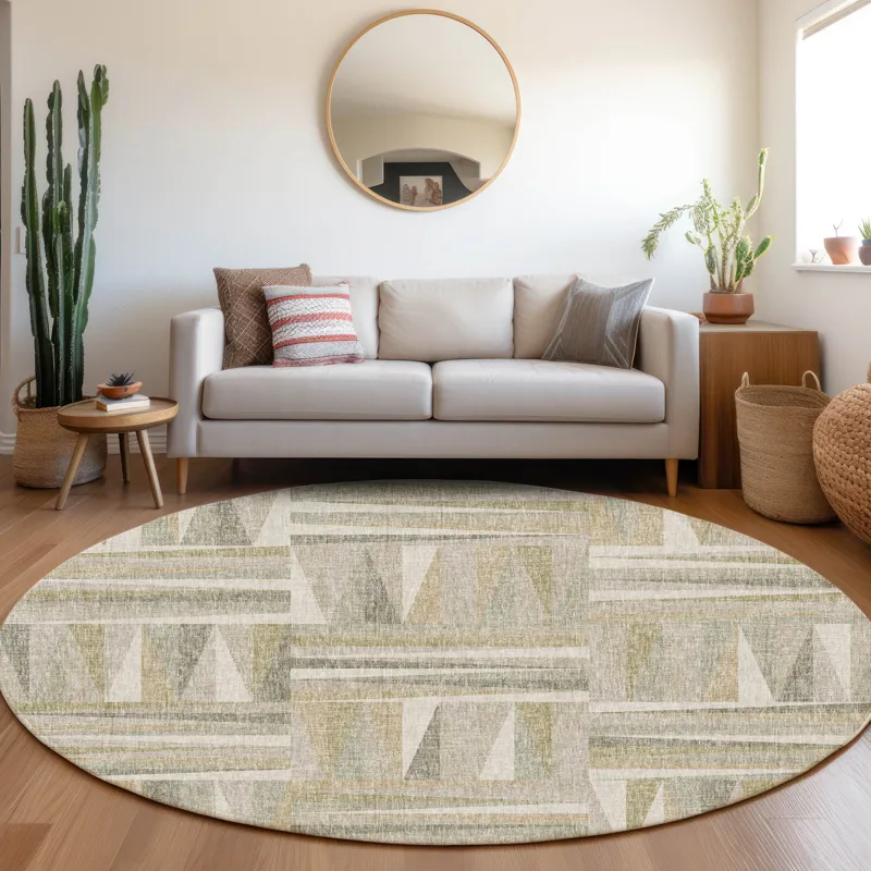 Luxury Washable Lorenzo Linen 8\' x 8\' Round Rug