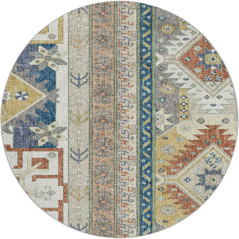 Luxury Washable Lorenzo Ivory 8\' x 8\' Round Rug