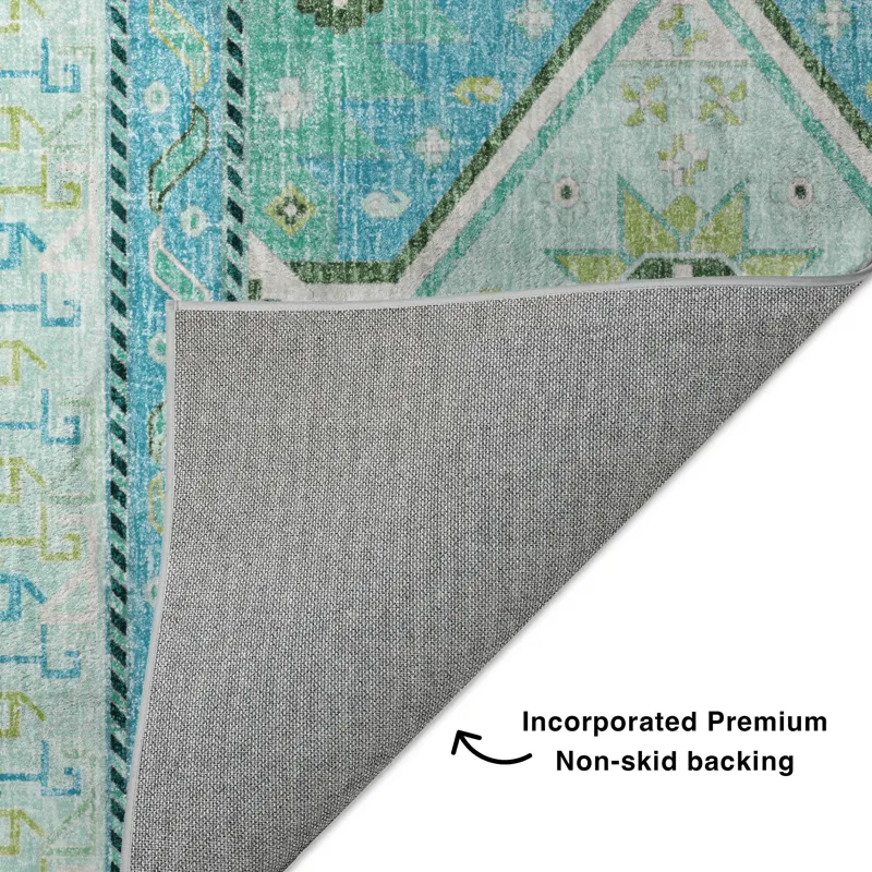 Luxury Washable Lorenzo Mint 5\' x 7\'6\" Rug