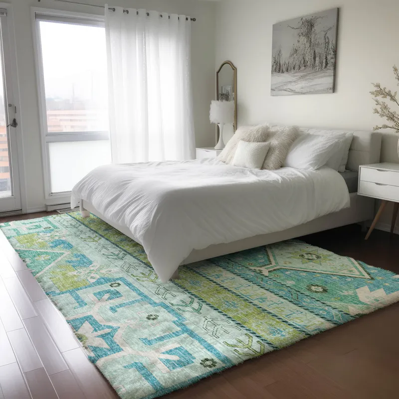 Luxury Washable Lorenzo Mint 5\' x 7\'6\" Rug