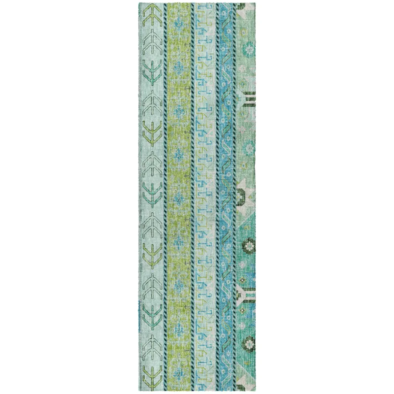 Luxury Washable Lorenzo Mint 2\'3\" x 7\'6\" Runner Rug