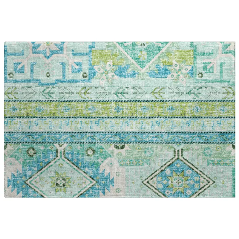 Luxury Washable Lorenzo Mint 1\'8\" x 2\'6\" Rug