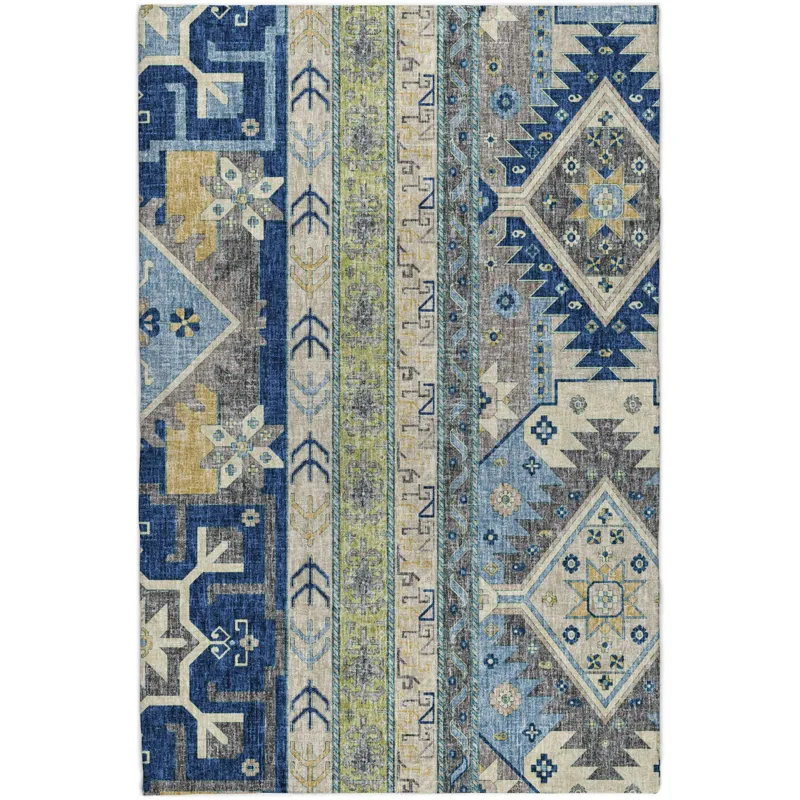 Luxury Washable Lorenzo Navy 8\' x 10\' Rug