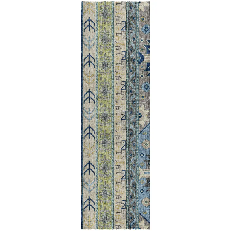 Luxury Washable Lorenzo Navy 2\'3\" x 7\'6\" Runner Rug