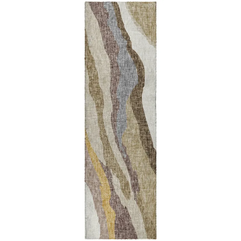 Luxury Washable Lorenzo Beige 2\'3\" x 7\'6\" Runner Rug