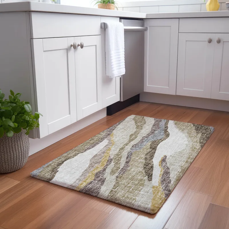 Luxury Washable Lorenzo Beige 1\'8\" x 2\'6\" Rug