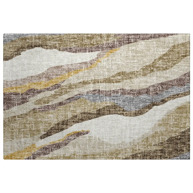 Luxury Washable Lorenzo Beige 1\'8\" x 2\'6\" Rug