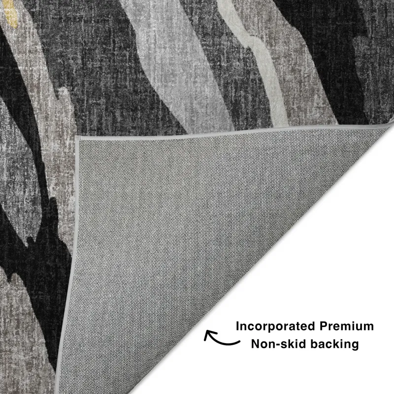 Luxury Washable Lorenzo Black 8\' x 10\' Rug