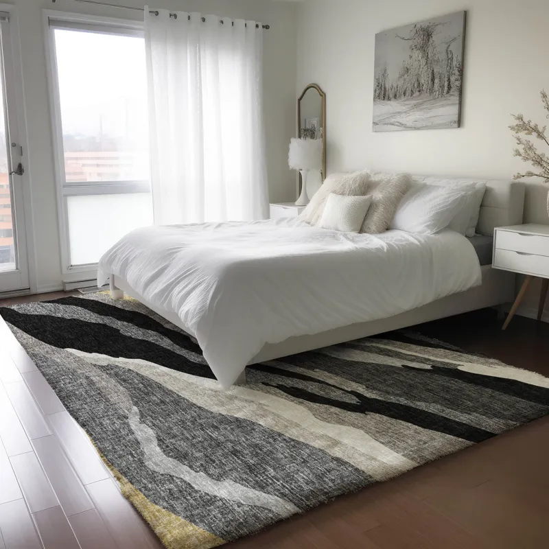 Luxury Washable Lorenzo Black 8\' x 10\' Rug