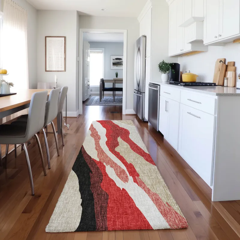 Luxury Washable Lorenzo Red 2\'3\" x 7\'6\" Runner Rug