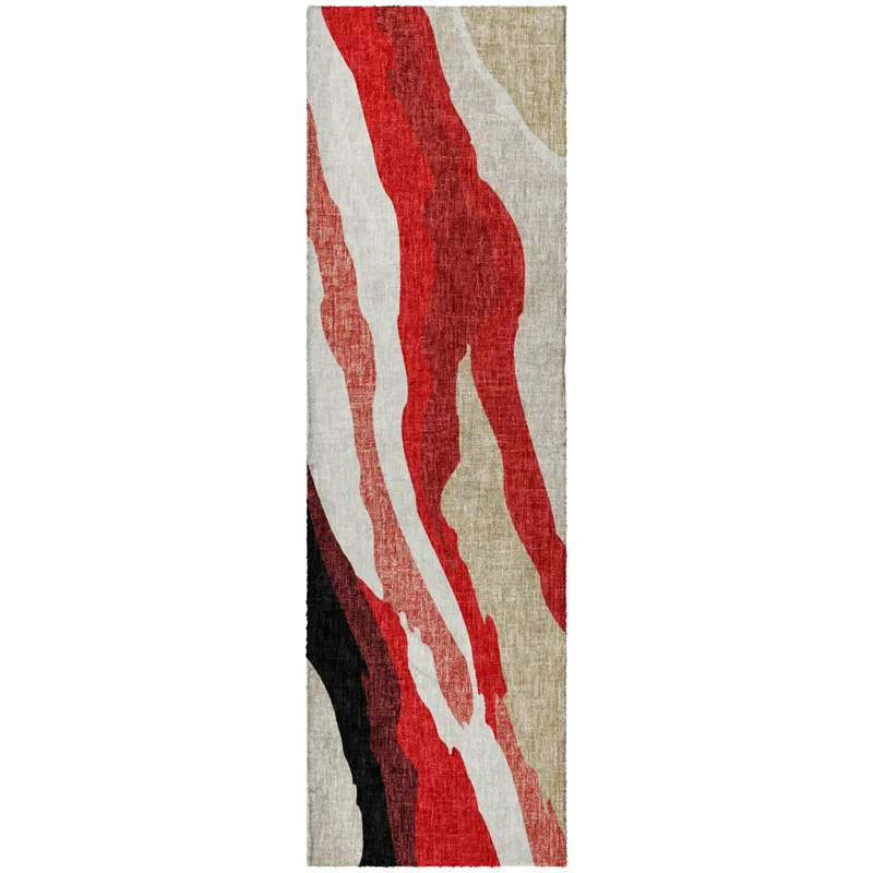 Luxury Washable Lorenzo Red 2\'3\" x 7\'6\" Runner Rug