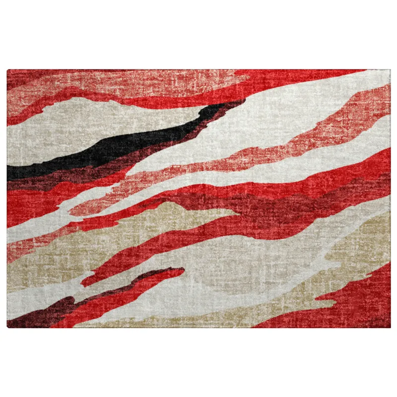 Luxury Washable Lorenzo Red 1\'8\" x 2\'6\" Rug