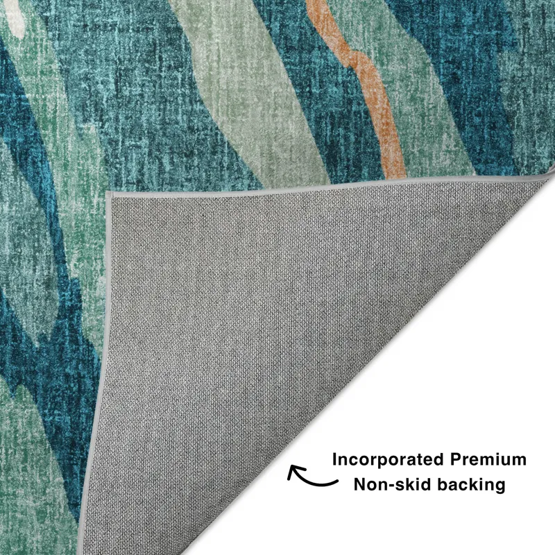 Luxury Washable Lorenzo Teal 5\' x 7\'6\" Rug