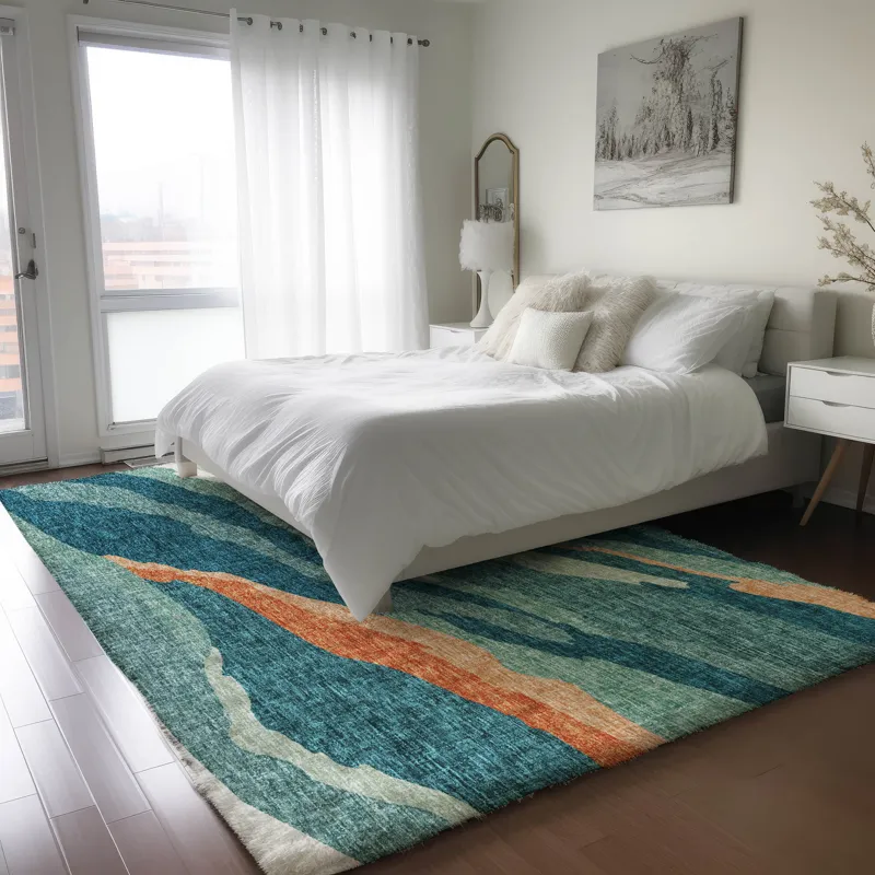 Luxury Washable Lorenzo Teal 5\' x 7\'6\" Rug