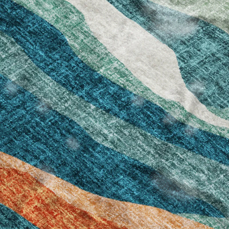 Luxury Washable Lorenzo Teal 5\' x 7\'6\" Rug