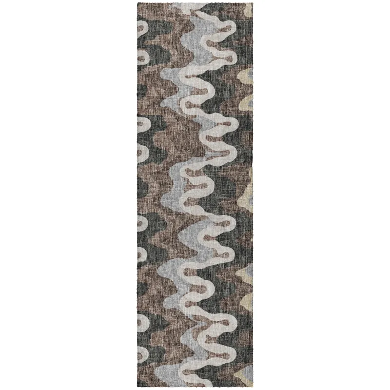 Luxury Washable Lorenzo Charcoal 2\'3\" x 7\'6\" Runner Rug