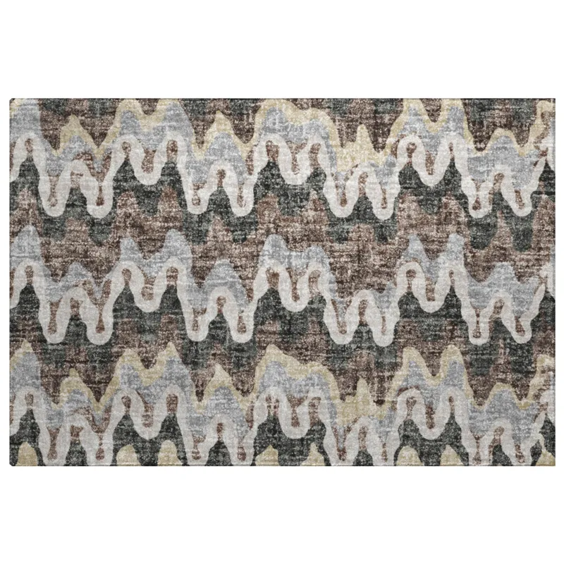 Luxury Washable Lorenzo Charcoal 1\'8\" x 2\'6\" Rug