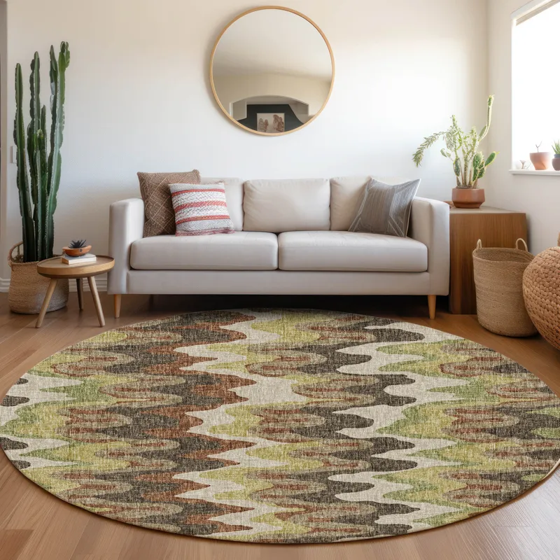 Luxury Washable Lorenzo Chocolate 8\' x 8\' Round Rug
