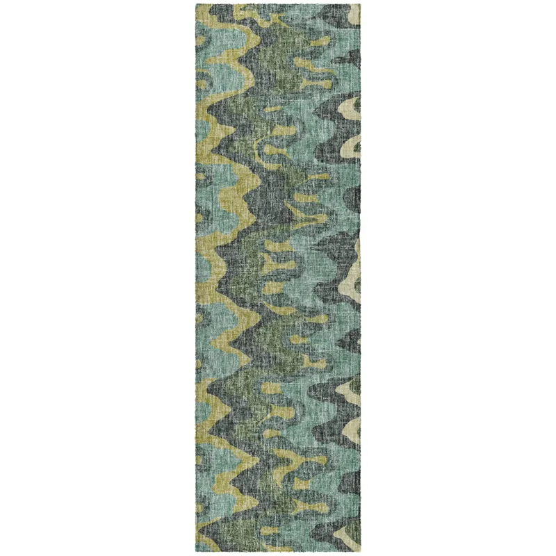 Luxury Washable Lorenzo Teal 2\'3\" x 7\'6\" Runner Rug