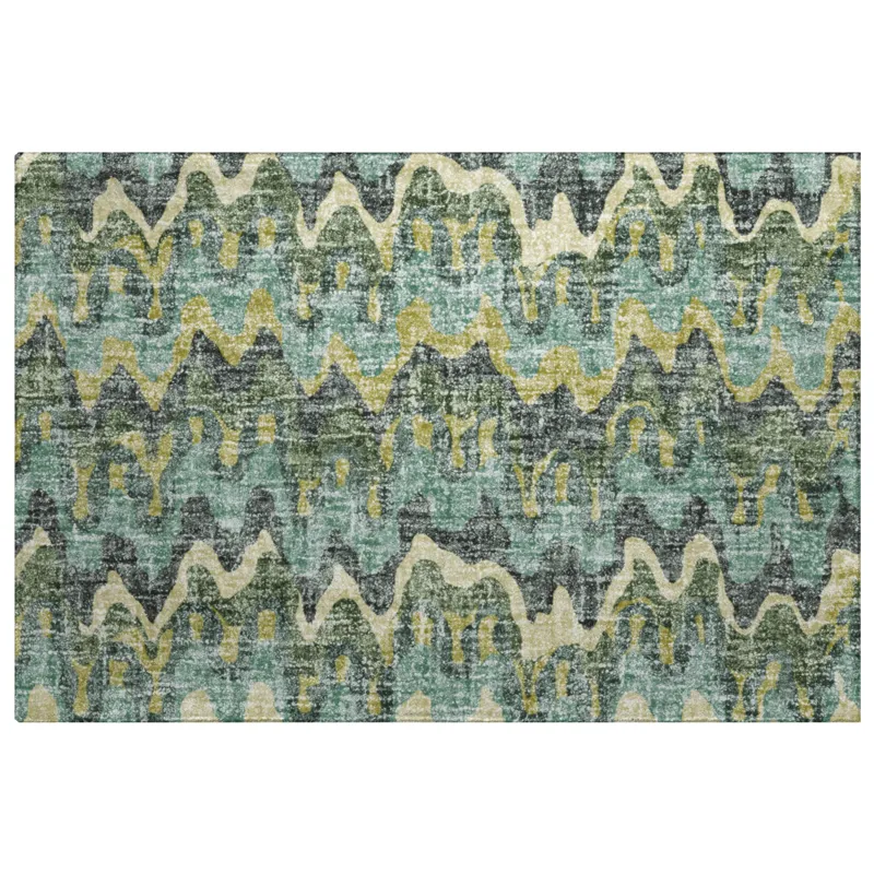 Luxury Washable Lorenzo Teal 1\'8\" x 2\'6\" Rug