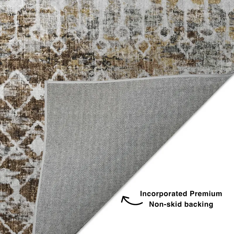 Luxury Washable Lorenzo Brown 2\'6\" x 3\'10\" Rug