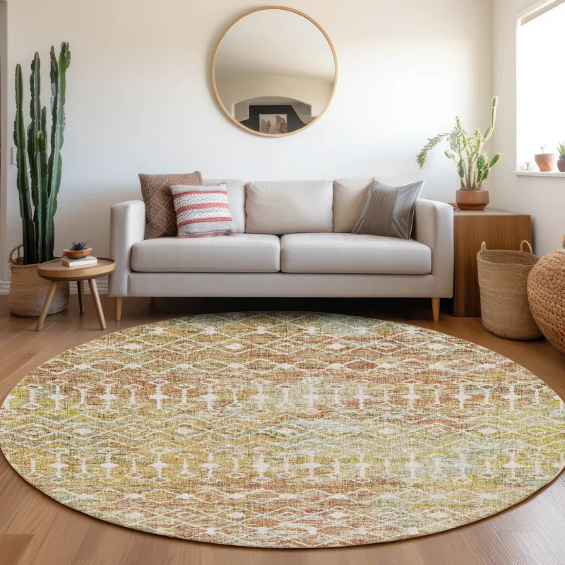 Luxury Washable Lorenzo Peach 8\' x 8\' Round Rug