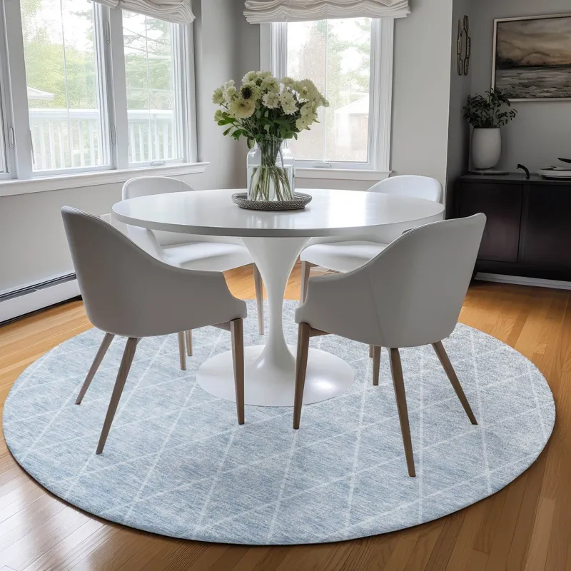 Luxury Washable Lazio Blue 8\' x 8\' Round Rug