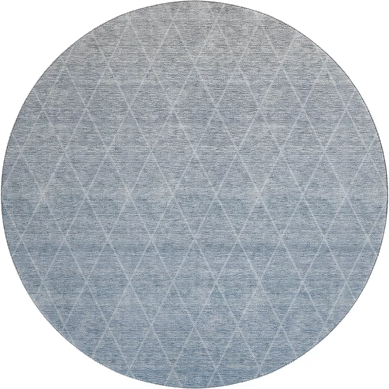 Luxury Washable Lazio Blue 8\' x 8\' Round Rug