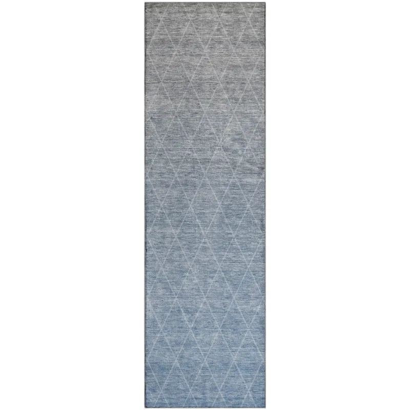 Luxury Washable Lazio Blue 2\'3\" x 7\'6\" Runner Rug