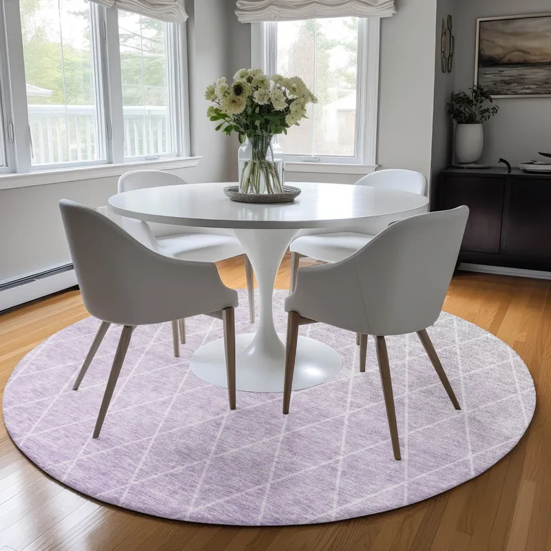 Luxury Washable Lazio Lavender 8\' x 8\' Round Rug