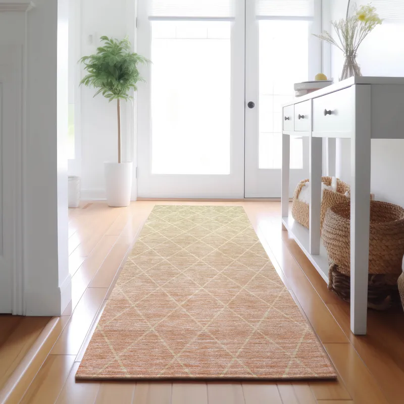 Luxury Washable Lazio Salmon 2\'3\" x 7\'6\" Runner Rug